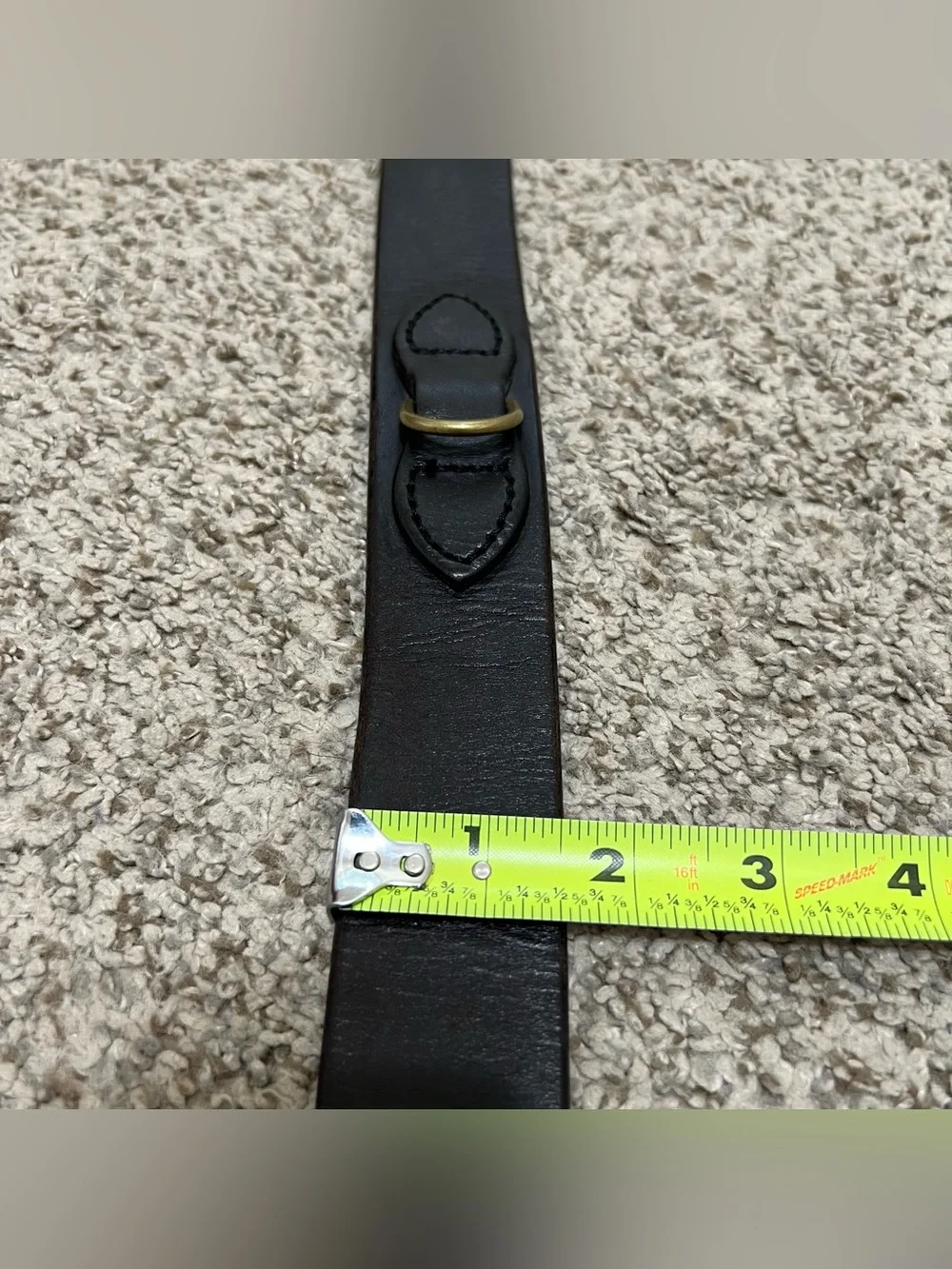 C.C. Filson Men's Dark Brown Double Prong Leather Belt with Brass Buckle Size 42